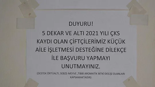 Küçük aile işletmelerine tarımsal destek