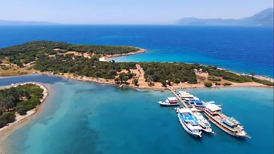 DÜNYACA ÜNLÜ SEDİR ADASI HAVADAN GÖRÜNTÜLENDİ