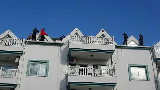 ELEKTRİĞİ, SUYU KESİLEN KİRACILAR ÇATIYA ÇIKTI