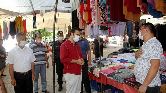 Fethiye'de maske ve sosyal mesafe denetimi