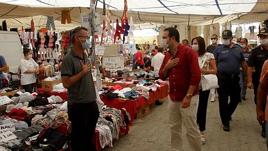 Fethiye'de maske ve sosyal mesafe denetimi