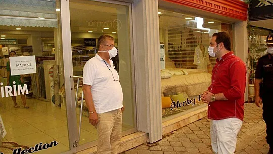 Fethiye'de maske ve sosyal mesafe denetimi