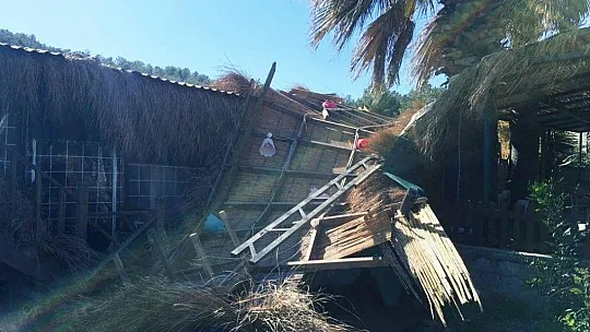 Fırtına Akbük'te hasara yol açtı