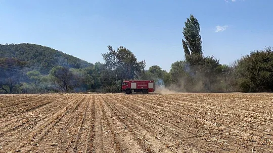 Hayvan çiftliğine sıçrayan yangın söndürülmeye çalışılıyor