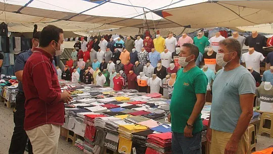 Fethiye'de maske ve sosyal mesafe denetimi