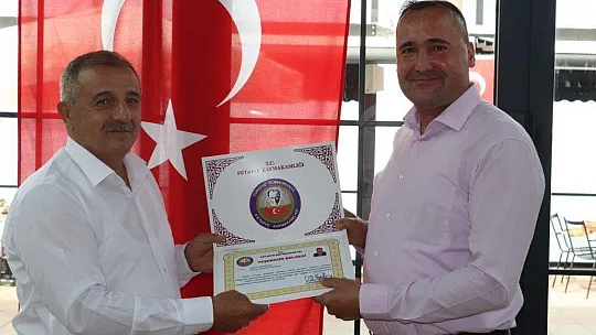Muhtarlara teşekkür belgesi