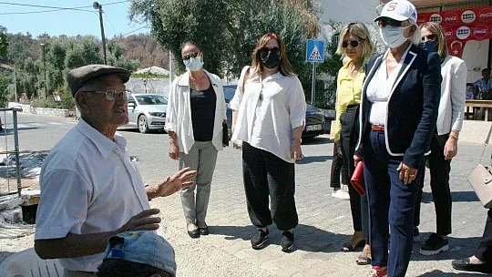 TOBB Kadın Girişimciler destek için Milas'ın yanan orman alanlarında