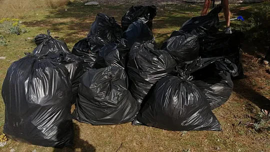Üç ton çöp topladılar