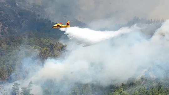 İspanyol yangın söndürme uçakları Köyceğiz'e müdahale ediyor