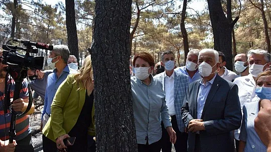 İYİ Parti Genel Başkanı Akşener orman yangınının sürdüğü Marmaris'te