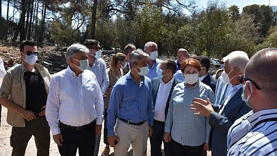 İYİ Parti Genel Başkanı Akşener orman yangınının sürdüğü Marmaris'te