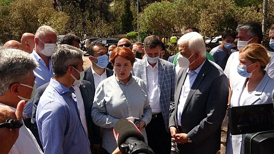 İYİ Parti Genel Başkanı Akşener orman yangınının sürdüğü Marmaris'te