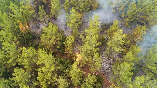 Kavaklıdere yangını havadan görüntülendi