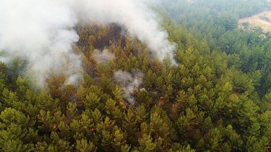 Kavaklıdere yangını havadan görüntülendi