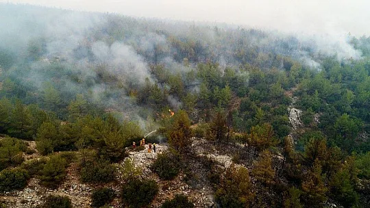 Kavaklıdere yangını havadan görüntülendi