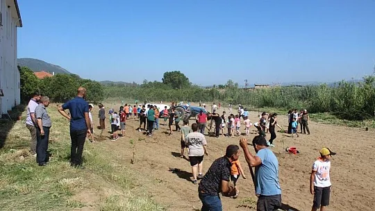 Köyceğiz'de öğrenciler okul bahçesine narenciye fidanı dikti