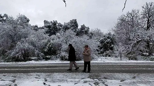 Köyceğiz'de vatandaşlar kar sürprizi ile uyandı