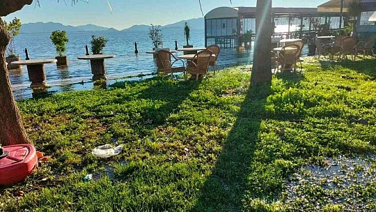 Köyceğiz Gölü'nden taşan sular geri çekilmeye başladı