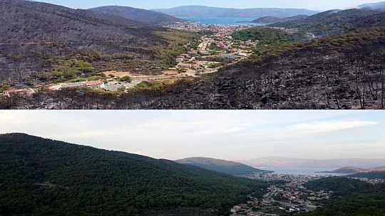 Marmaris'in yangın öncesi ve sonrası havadan görüntüleri, felaketin boyutunu gözler önüne serdi