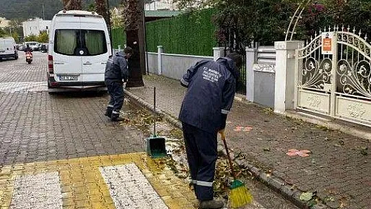 Marmaris'te etkili olan fırtına ağaçları devirdi