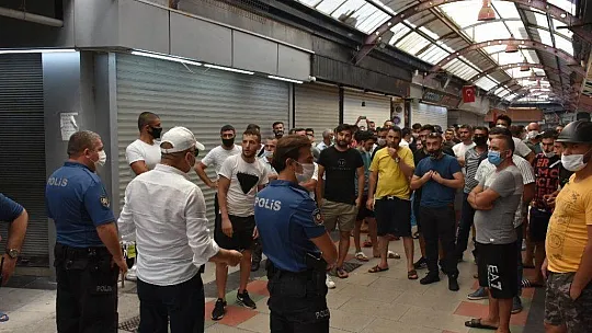 Marmaris'te imitasyon ürün denetimi yapıldı, esnaf protesto etti