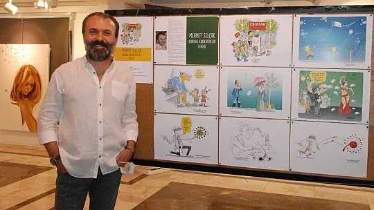 Marmaris'te maskeli resim sergisi açıldı
