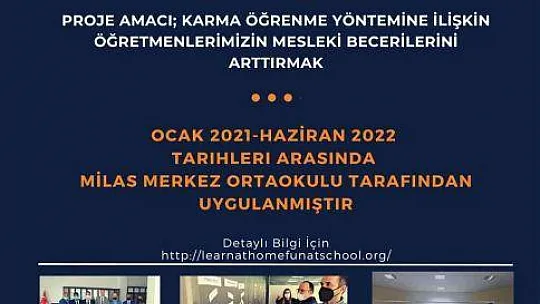 Milas'ta 'Evde Öğren Okulda Eğlen' projesi 15 bin euro fon aldı