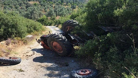 Milas'ta traktör devrildi 1 yaralı
