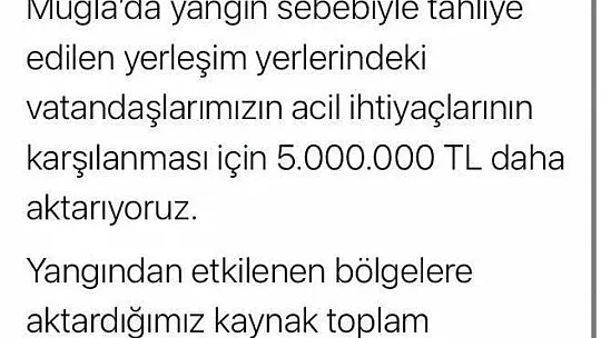 Muğla'ya 5 milyon ek ödenek