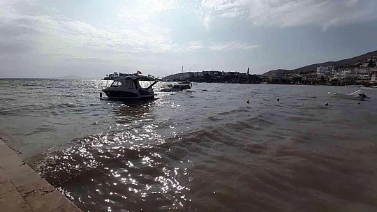 Olumsuz hava koşulları nedeniyle Datça'da batan tekne kurtarılamadı