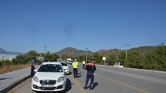 Ortaca'da havadan trafik denetimi yapıldı