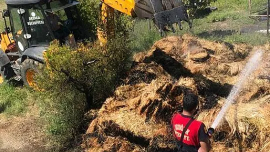 Ortaca'da saman balyaları yandı