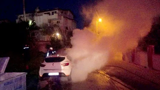 Park halindeki araç alev aldı