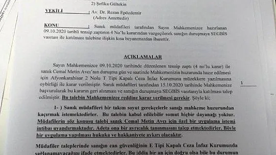 Pınar Gültekin davasında, sanığın SEGBİS aracılığıyla değil bizzat duruşmaya getirilmesi istendi