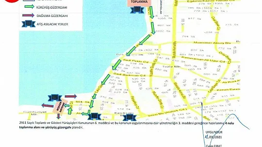 Toplantı ve Gösteri Yürüyüşleri Güzergahları Belirlendi