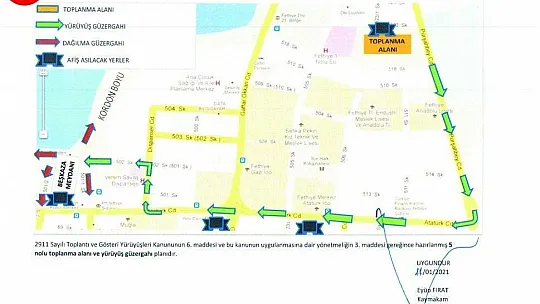 Toplantı ve Gösteri Yürüyüşleri Güzergahları Belirlendi
