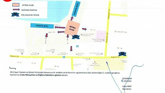 Toplantı ve Gösteri Yürüyüşleri Güzergahları Belirlendi