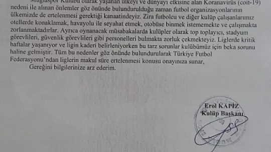 Erol Kapiz'den TFF'ye ligler ertelensin dilekçesi