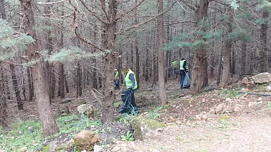 Kayaköy'de 3 ton çöp toplandı