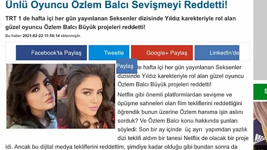 Yörük kızı Balcı Netflix'in teklifini reddetti
