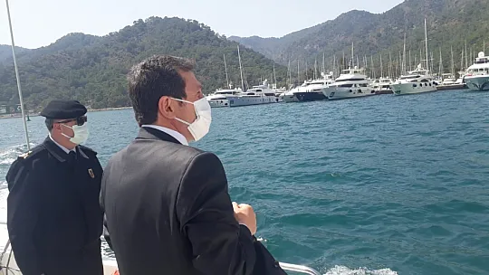 Muğla Valisi Orhan Tavlı, İnşa Faaliyetleri Devam Eden Sahil Güvenlik Karakolu ve Göcek Koylarında İncelemelerde Bulundu