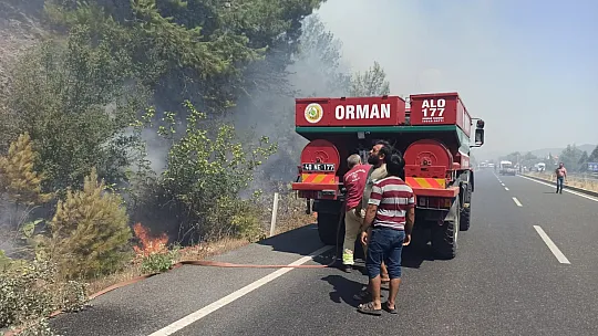 Karayolunda çıkan yangın ormana sıçradı