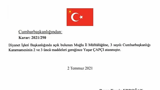 Muğla İl Müftülüğüne Yaşar Çapçı atandı