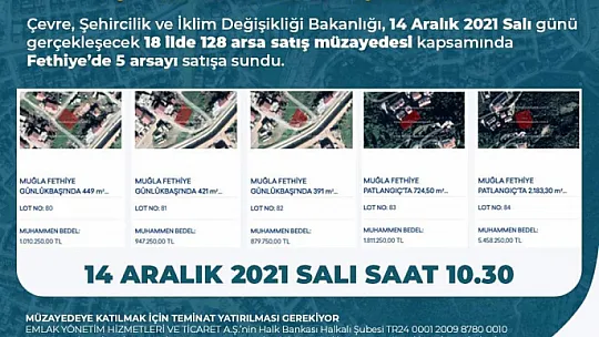 Fethiye'de 5 arsa açık artırma ile satışa sunuldu