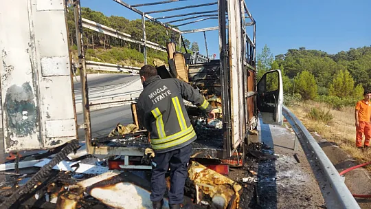 Seyir halindeki kamyonet alev topuna döndü