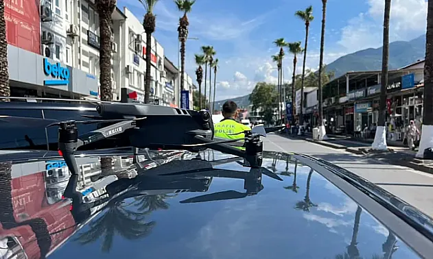 Fethiye'de dronlu kırmızı ışık denetimi