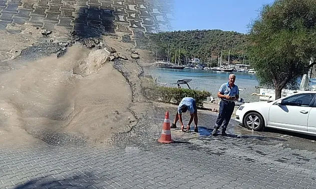 Fethiye'de şebeke suyu arızası yolda çökme riskine neden oldu