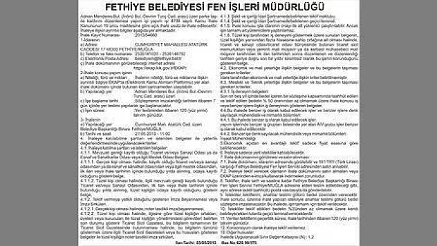 FETHİYE BELEDİYESİ FEN İŞLERİ MÜDÜRLÜĞÜ