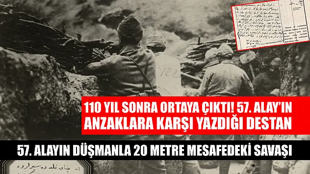 110 yıl sonra ortaya çıktı! 57. Alay'ın Anzaklara karşı yazdığı destan