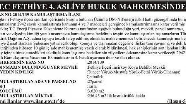 FETHİYE 4.ASLİYE HUKUK MAHKEMESİNDEN